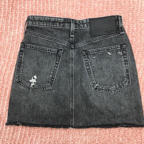 Rag & Bone Black Denim Cut Off Skirt size 25 NWOT - Picture 2 of 9